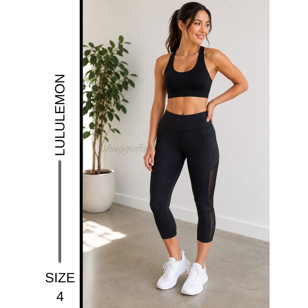 MSRP $98✨lululemon Black Cropped Leggings Size 4 (like Fast and Free)✨QUICK SHIP